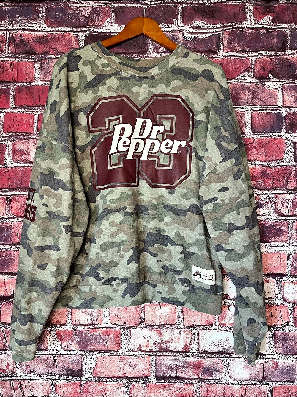 Dr Pepper Unisex Camo Oversized Crewneck Graphic Sweatshirt Varsity XL